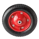 Пневматическое колесо, диаметр 360 мм, металлический обод, симметричная ступица, шариковый подшипник, отверстие под ось 16мм - PR 2400-16-1